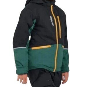 Ski-doo Jacket Kids Boys Size 12 Black Green Teens Particle